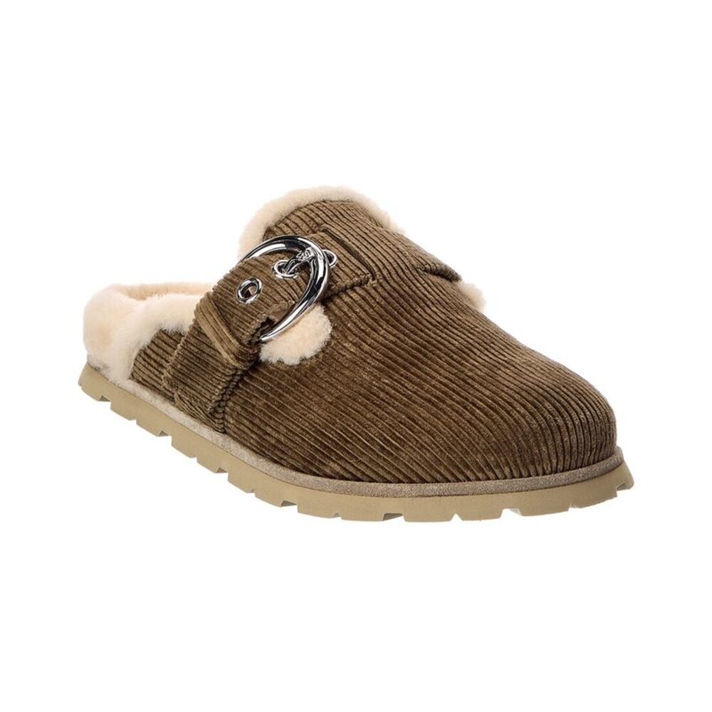 Stuart Weitzman Chrystie Velvet & Shearling Mule, Brown